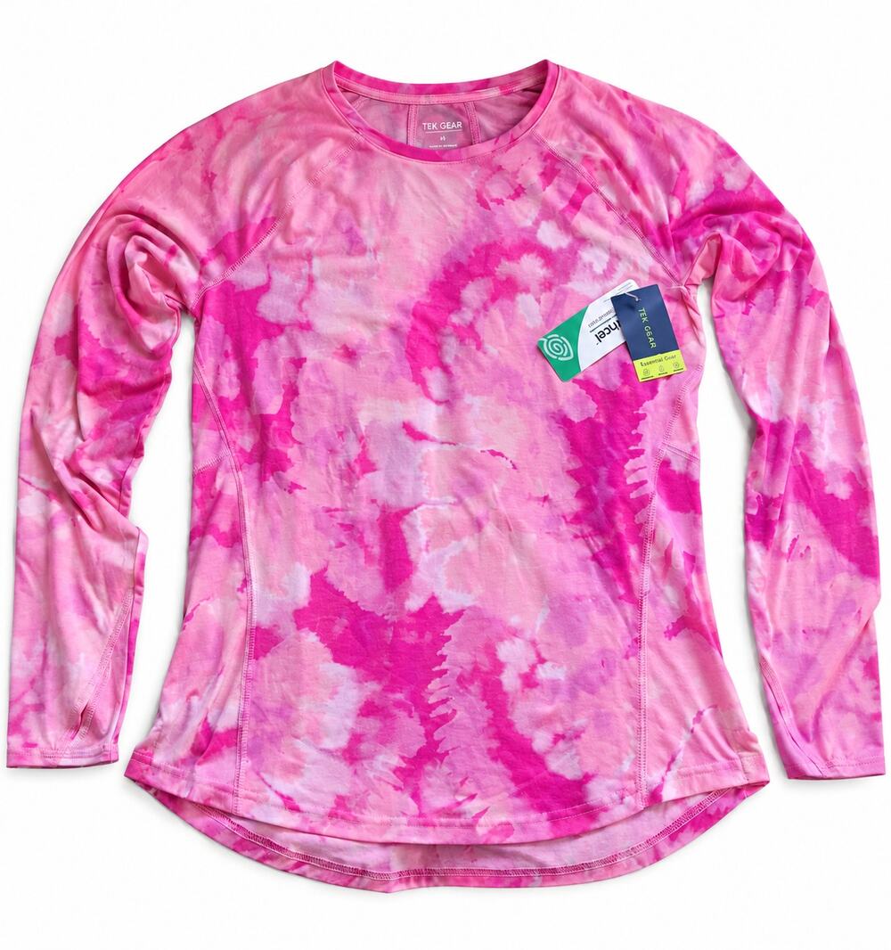 Tek Gear Essential Gear Pink Tie Dye Long Sleeve Active Top Women’s M NWT